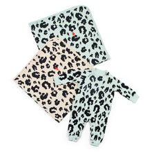 Load image into Gallery viewer, SUPER SOFT LEOPARD AND LIGHTNING BOLT BABY BLANKET- pale  green
