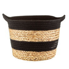 Load image into Gallery viewer, Black Rope &amp; Grass Stripe Basket
